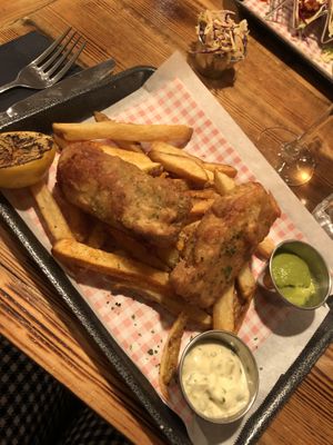 Tofu fish and chips  at Source in York