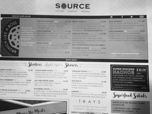 Menu as at Sept 2019 at Source in York