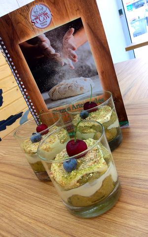 TIRAMISÚ de Té verde MATCHA. Sorprendido? at Sa Cova in Mallorca