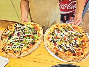 Yummy and kebab pizzas with vegetable proteine  at Sa Cova in Mallorca