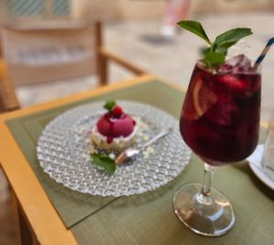 Chescake with sangría  at Sa Cova in Mallorca