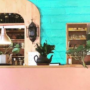 Teapot living a 2nd life as planters at Dobra Tea in Ashland