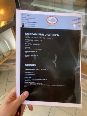 Menu😄 at The Fish Shack in Canberra