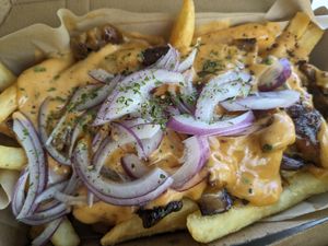 Loaded mushroom fries at The Fish Shack in Canberra