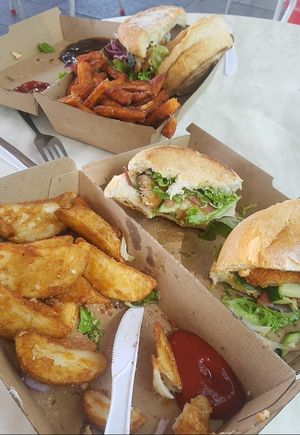 burgers and chips at The Fish Shack in Canberra