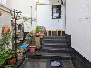 Outdoor waiting area at Lupito Cocina Vegana in La Paz