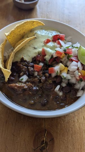 Chili 🌶️ (Part of Menu del Dia) at Lupito Cocina Vegana in La Paz