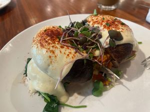 Vegan Portobello Benedict at Sibling by Pushkin in Sacramento