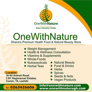 Ghana's Organic Supermarket & Online Sustainable Natural Products Store  at OneWithNature in Tema
