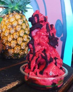 Strawberry Bliss nice cream at Charlie's Raw Squeeze - Clontarf in Moreton Bay Region