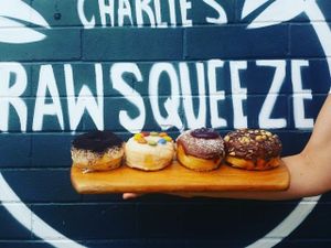 Plant based dough co donuts- Saturdays only  at Charlie's Raw Squeeze - Clontarf in Moreton Bay Region