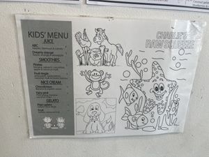Kids menu   at Charlie's Raw Squeeze - Clontarf in Moreton Bay Region