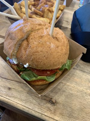 Chick’n Licken burger. Really good! at MooFree Burgers - North Lakes in Moreton Bay Region