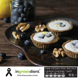 Raw Vegan Mini Walnut Lemon Cheese Tart at Ingreendient in Bangkok