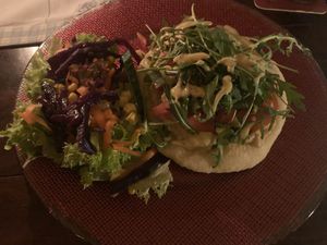 Langos with hummus  at Casa Vita in Wernigerode