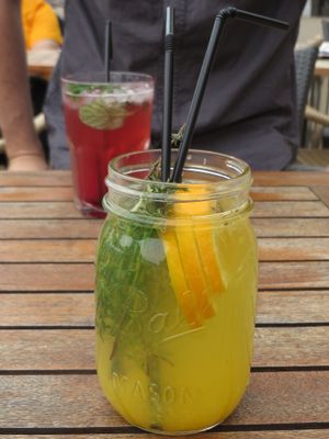 Orange Thyme Tea (with fresh thyme, orange slices, and freshly squeezed orange juice) at Celona in Saarbrucken