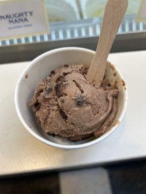 Snowhopper - minty chocolate with brownie swirled in - super yummy!   at Angela's Ice Cream - Petaluma Blvd in Petaluma