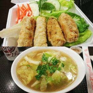 Egg rolls and wonton soup.  at VeggiEAT Xpress - 99 Ranch Market in Las Vegas