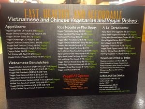 menu as of 7/28/2017 at VeggiEAT Xpress - 99 Ranch Market in Las Vegas