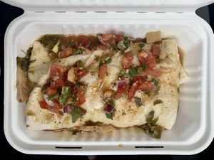 Jackfruit Chile verde burrito at Lazy Day Cafe in Salt Lake City