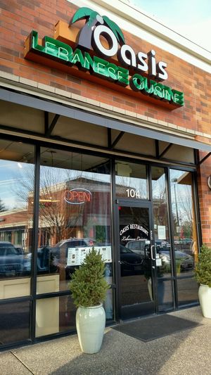 outside at Oasis Lebanese Cuisine in Beaverton