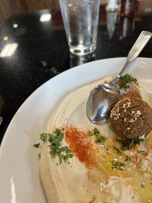 Hummus and falafel  at Oasis Lebanese Cuisine in Beaverton