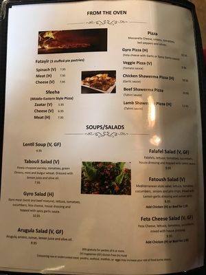 Menu 2 at Oasis Lebanese Cuisine in Beaverton