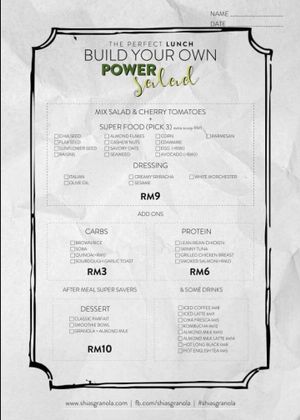 Menu (1/7) at Shia's Homemade Granola in Penang