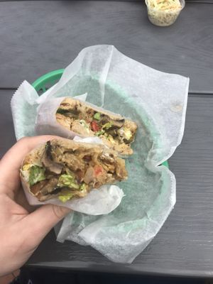 Olde City with tempeh, portobello, tomato, etc   at Living on the Veg in Beach Haven