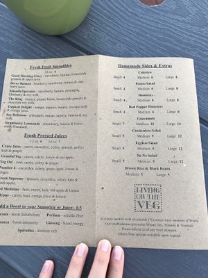 menu part 2 at Living on the Veg in Beach Haven