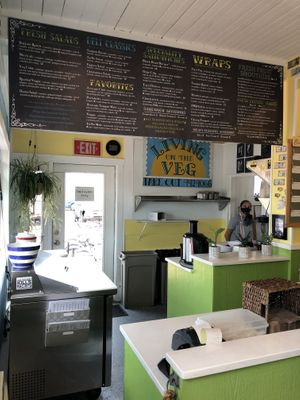 Inside the restaurant, ordering counter. at Living on the Veg in Beach Haven