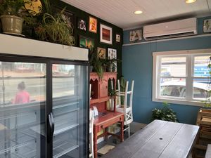 Dining area (as of June 2020, this area is not available due to the pandemic, but restaurant is still open and kickin'). at Living on the Veg in Beach Haven