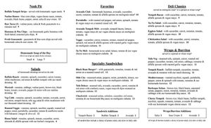 Menu as of July 2020 (there is another side with breakfast fares and smoothies which I forgot to take). at Living on the Veg in Beach Haven