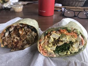 BBQ seitan wrap and the Todd wrap (special) at Living on the Veg in Beach Haven