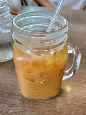 Vanilla iced coffee with almond milk  at Southern Belles Pancake House in Barrington
