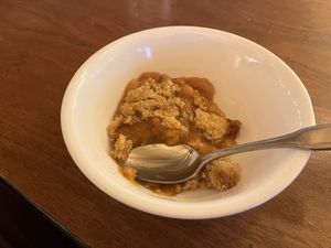 This was like a peach cobbler   at Art of Living Retreat Center in Boone