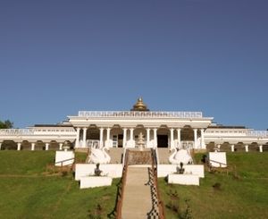 Here is a picture of our Main Meditation Hall, our most iconic building on property. Join us for a complimentary tour of the property after lunch to see inside this building as well as to learn more about our facility! at Art of Living Retreat Center in Boone
