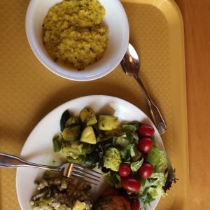 lunch- salad and kicheri at Art of Living Retreat Center in Boone