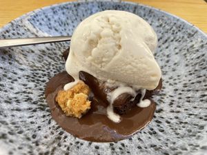 Choco brownie at Quinoa Arago Vegetaria in Barcelona