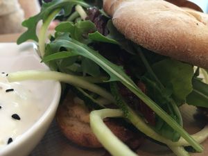 Oriental pitta sandwich  at Quinoa Arago Vegetaria in Barcelona
