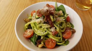 Zucchini pasta at Quinoa Arago Vegetaria in Barcelona