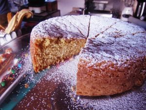 Vegan vanilla sponge cake at The Churro Bar & Vegan Bakery in Cusco