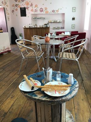Classic churros and chocolate stuffed  at The Churro Bar & Vegan Bakery in Cusco
