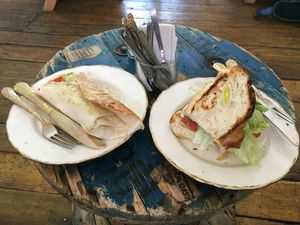 vegan wrap and vegan sandwich  at The Churro Bar & Vegan Bakery in Cusco