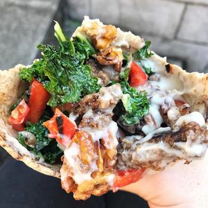 The Delight: chargrilled capsicum, garlic baked mushroom, lemony fried kale, ground 'beef', roasted walnuts & aoli in a toasted wrap. Free from meat, dairy, eggs, and gluten
Gluten-free at Planet Vegan in Sunshine Coast