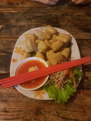 Deep fried tofu at Na's Kitchen in Pai