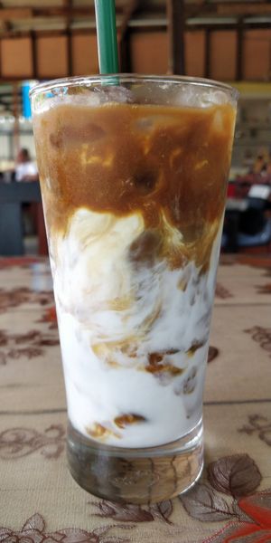 Iced latte w coconut milk at The Chill in Trat