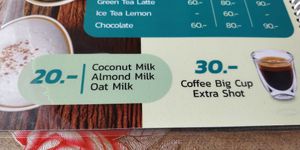 Plant mylk options at The Chill in Trat