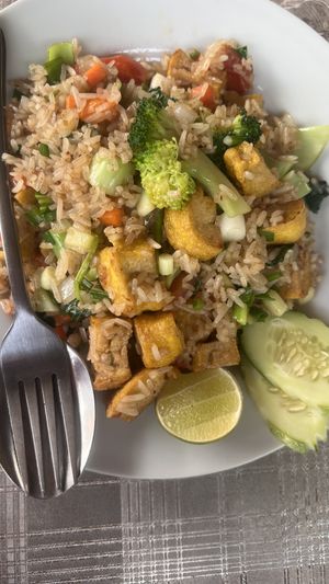 Rice with tofu and vegetables  at The Chill in Trat