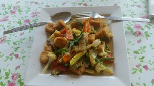 Tofu pad grapow - delicious!!! at The Chill in Trat